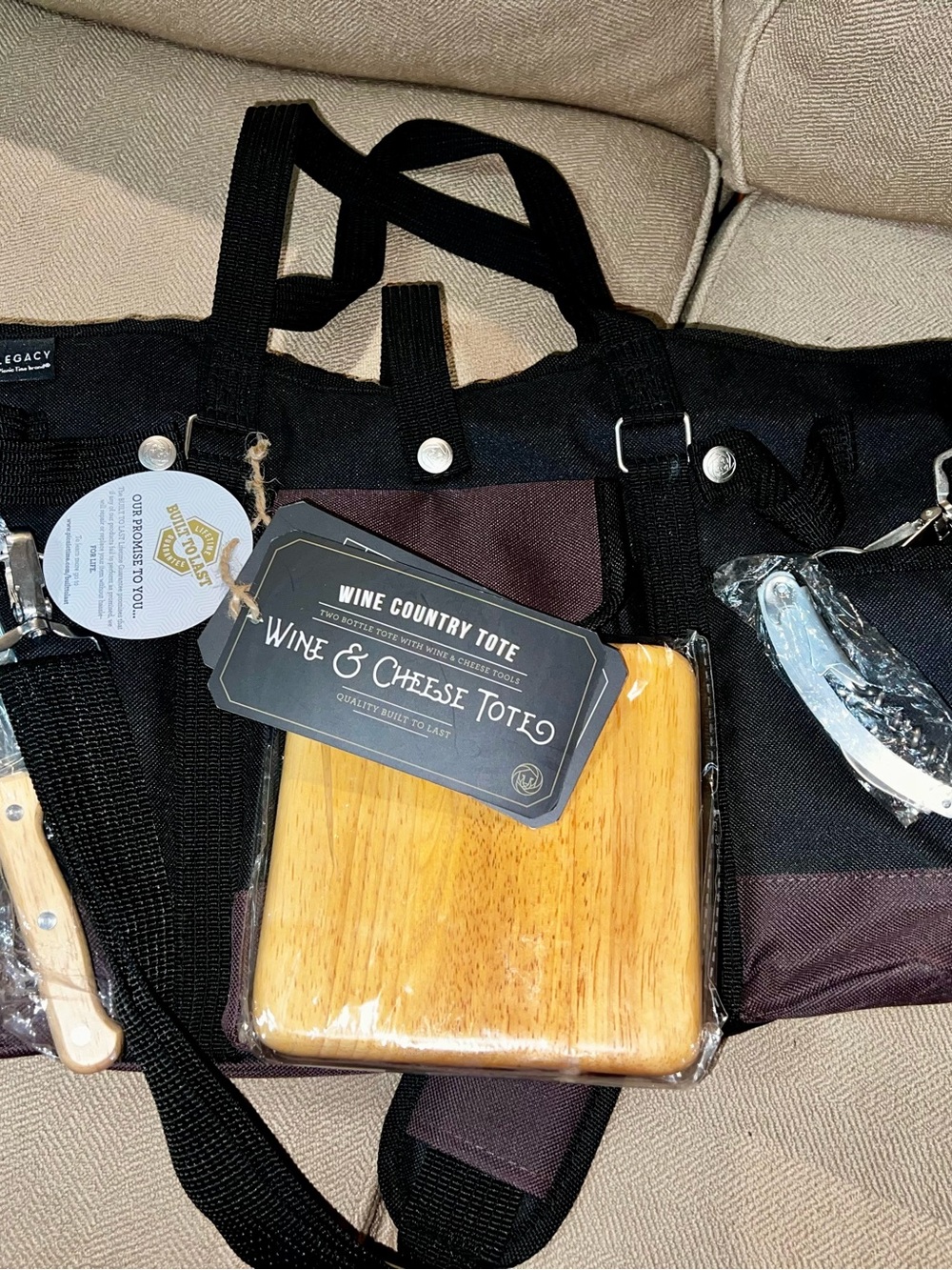 NWT Legacy Wine & Cheese Tote Bag - Black and Brown